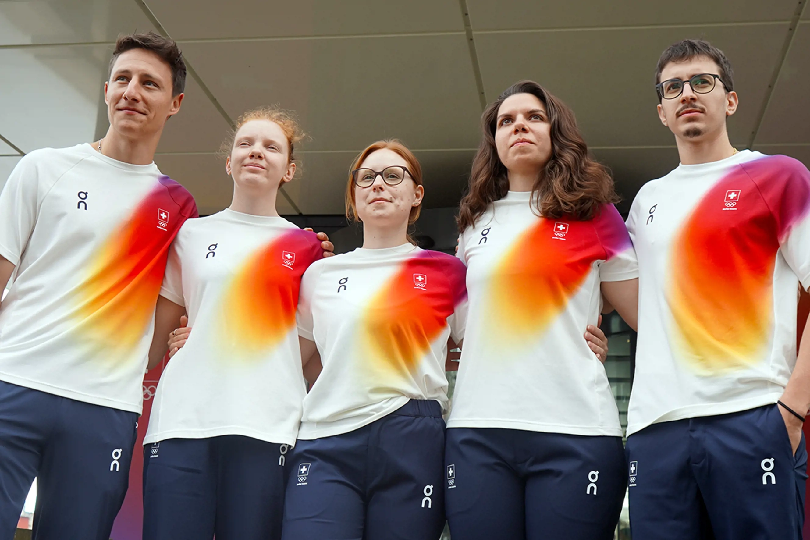 Das Schweizer Schützen-Olympiateam (v.l.): Christoph Dürr, Audrey Gogniat, Nina Christen, Chiara Leone und Jason Solari.